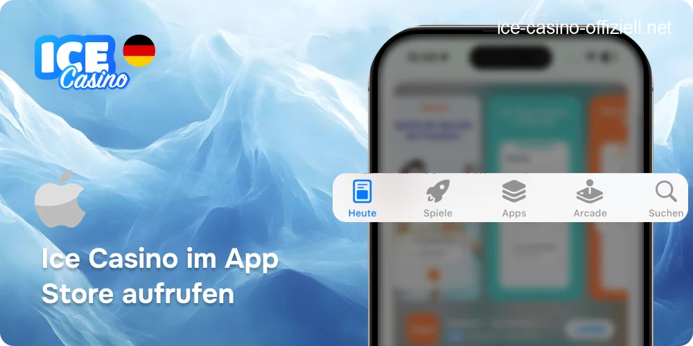 Suchleiste im App Store mit dem eingegebenen Suchbegriff "Ice Casino" und den dazugehörigen Suchergebnissen.