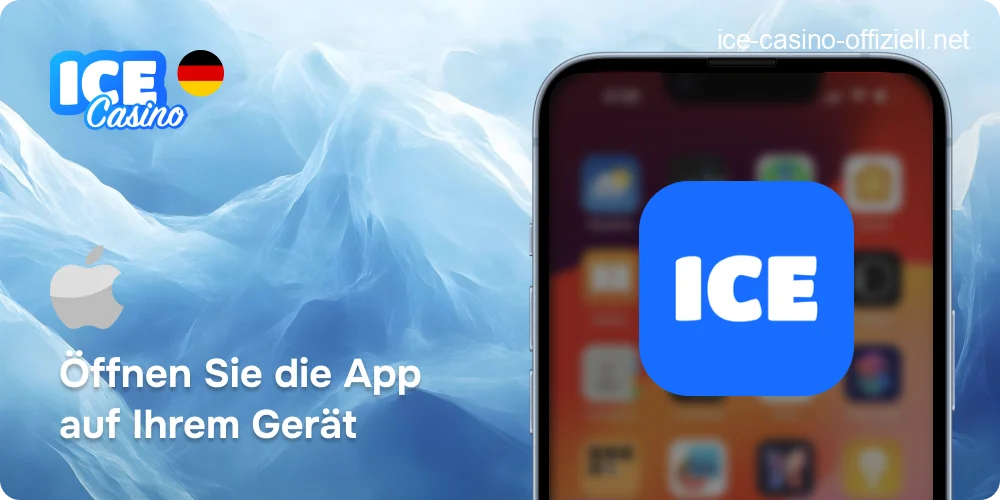 Die erfolgreich installierte und geöffnete Ice Casino App auf einem iOS-Gerät.