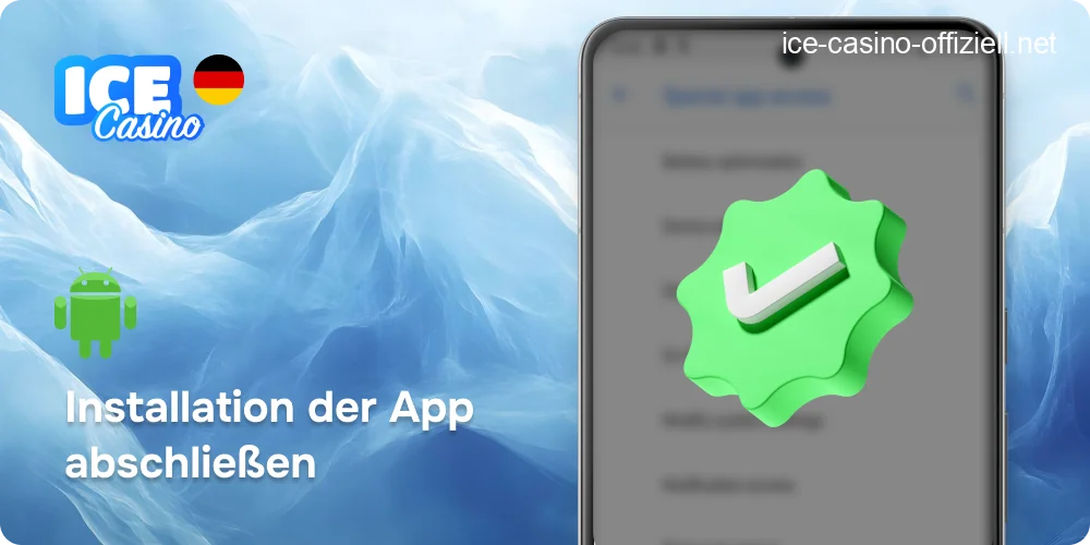 Installationsfenster der Ice Casino App auf einem Android-Bildschirm mit der Schaltfläche "Installieren".